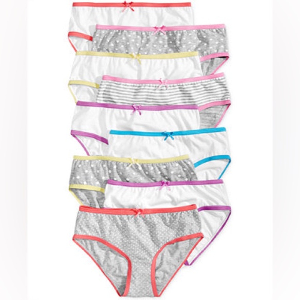 NWT Maidenform Girls 9-Pk Pop Heathers Cotton Brief Underwear Assorted Colors